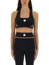 Casablanca Block Detail Racer Back Textured Sports Bra In Multi