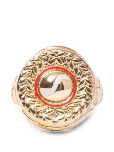 Casablanca Sports Medallion Ring In Gold