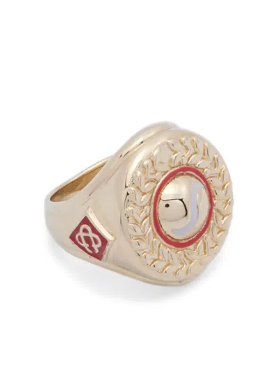 Casablanca Sports Emblem Wide Band Ring In Gold