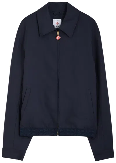 Casablanca Sports Wool Jacket In Navy
