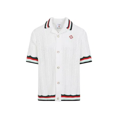 Casablanca Sporty Faux Crochet Shirt Men In White