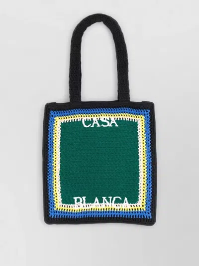 Casablanca Square Crochet Tote Bag Dual Handles In Brown