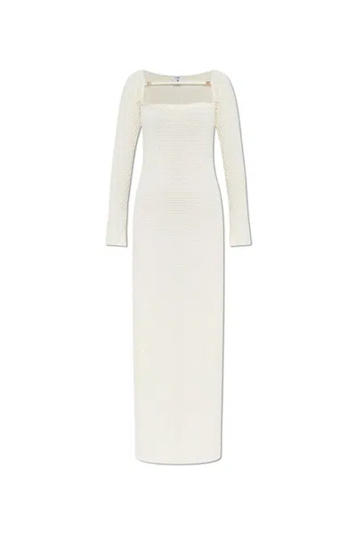 Casablanca Textured Knitted Maxi Dress In Beige