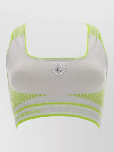 Casablanca Square Neck Sleeveless Striped Racerback Top In White