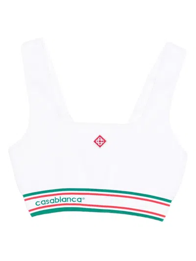 CASABLANCA SQUARE-NECK STRIPED TOP