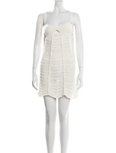 Pre-owned Casablanca Square Neckline Mini Dress W/ Tags In Neutrals/white