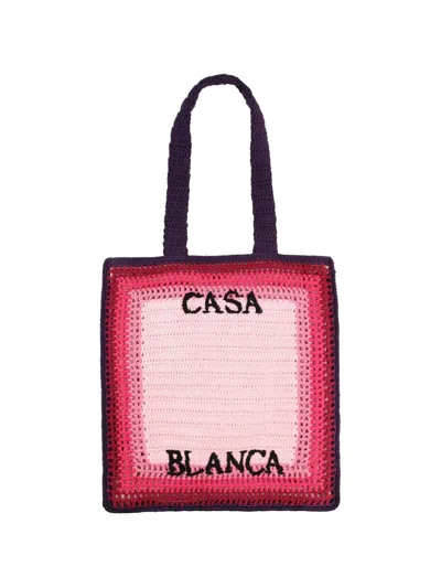 Casablanca Square-shaped Crochet Tote Bag In Pink