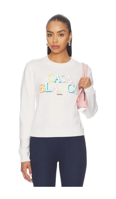 Casablanca Stacked Logo Jumper In White
