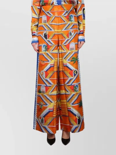 Casablanca Staircase Print Elastic Waist High-waisted Pants In Multicolour