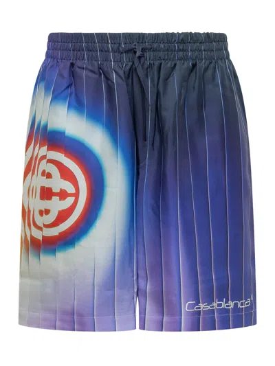 Casablanca Stampaint Graphic Silk Shorts In Blue