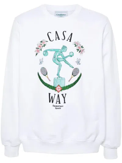 Casablanca Statue En Marbre Embroidered Sweatshirt In White