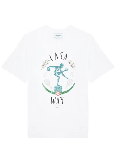 Casablanca Statue En Marbre-print T-shirt In White