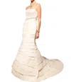 Casablanca Strapless Layered Gown In Ivory In Multi