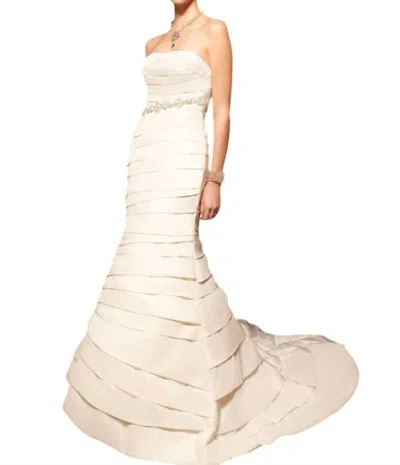 Casablanca Strapless Layered Gown In Ivory In Multi