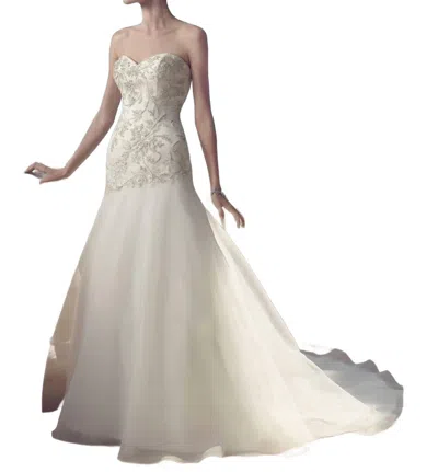 Casablanca Strapless Sweetheart Gown In Ivory/ivory/silver In White
