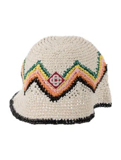 Pre-owned Casablanca Straw Bucket Hat Size M/l In Neutrals
