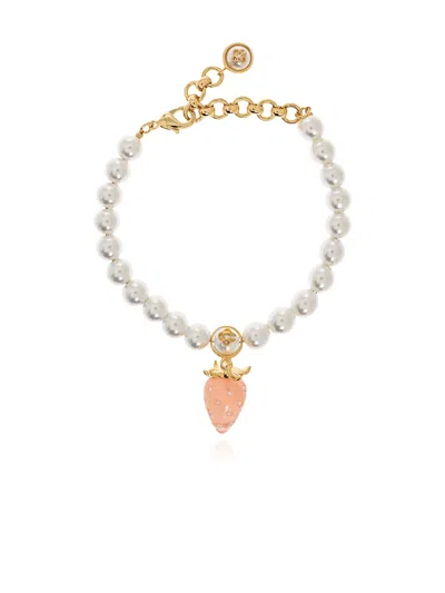 Casablanca Strawberry Charm Beaded Bracelet In Pink
