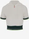Casablanca Hooded Short Top Striped Trim In White