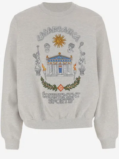 Casablanca Le Temple Du Sport Embroidered Sweatshirt-s Nd  Male In Grey