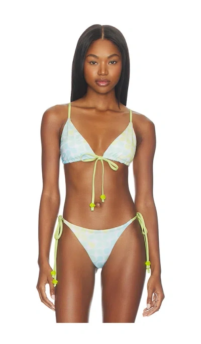 Casablanca String Beaded Bikini Top In Metallic
