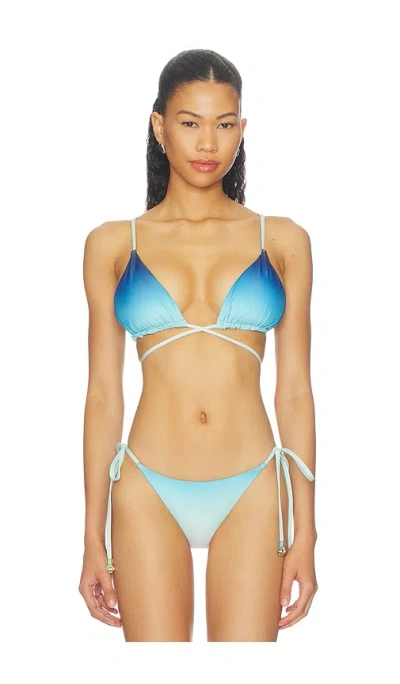 Casablanca String Beaded Bikini Top In Blue
