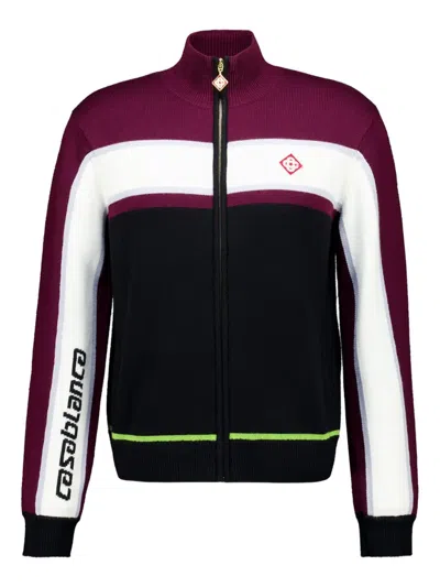 Casablanca Stripe Appliqué Jacket In Burgundy