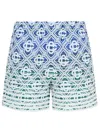 Casablanca Cotton Blend Bermuda Shorts With Geometric Pattern In Multicolor