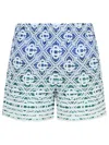 Casablanca Cotton Blend Bermuda Shorts With Geometric Pattern In Blue