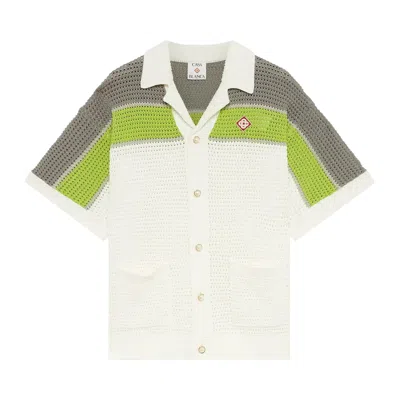 Pre-owned Casablanca Stripe Crochet Shirt 'white' | Men's Size S