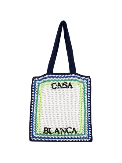 Casablanca Stripe Crochet Shoulder Bag In Blue