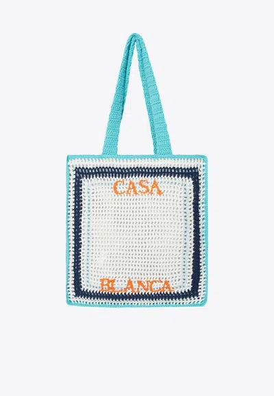 Casablanca Stripe Crochet Tote Bag In Multicolor