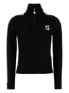 Casablanca Wool Cardigan With High Collar And Stripes In Black