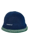 Casablanca Stripe Logo Embroidered Bucket Hat In Navy