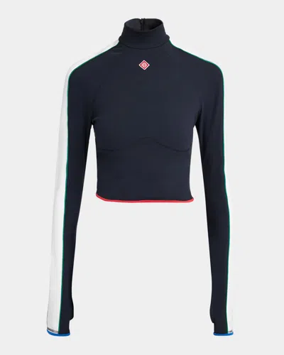 Casablanca Women's Cropped Sport Top With High Collar In Black