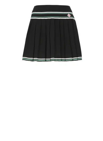 Casablanca Pleated Viscose Miniskirt In Black