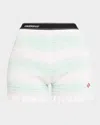 Casablanca Striped Pattern Elastic Waist Ruffle Hem Shorts In Green