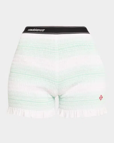CASABLANCA STRIPE SHIRRED SHORTS