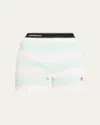 Casablanca Striped Pattern Elastic Waist Ruffle Hem Shorts