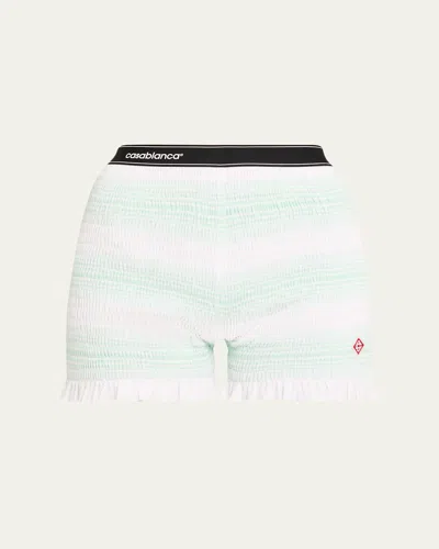 CASABLANCA STRIPE SHIRRED SHORTS