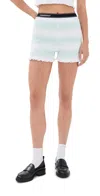 Casablanca White & Green Stripe Shirred Polo In White