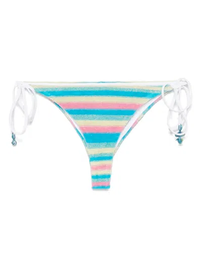 Casablanca Stripe Towelling Bikini Bottom In Blue