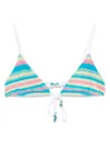 Casablanca Stripe Towelling Bikini Top In Blue