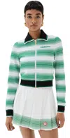 Casablanca Stripe Track Jacket White/evergreen In White / Evergreen