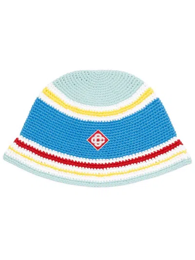 Casablanca Crochet Striped Bucket Hat In Multicolor