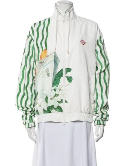 Pre-owned Casablanca Striped Bomber Jacket In Green