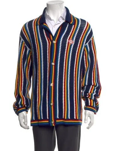 Pre-owned Casablanca Striped Collar Cardigan In Blue