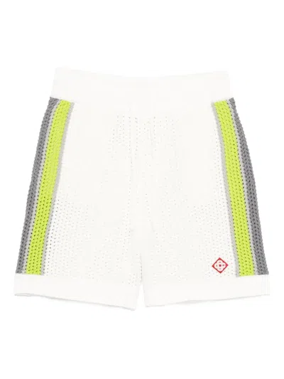 Casablanca Striped Crochet Shorts In White
