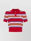Casablanca Striped Cropped Polo With Ribbed Hem