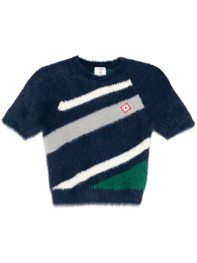 Casablanca Gestreiftes Flatfy-t-shirt In Navy