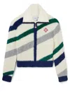 Casablanca Off-white Striped Fluffy Zip Up Jacket In White